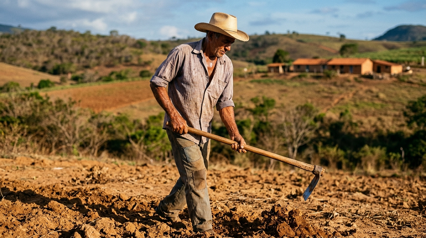 Smallholder farmer working the soil